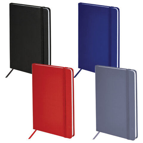 Блокнот А5 138x213мм BRAUBERG Basic, под кожу, 80л, клетка, ассорти, CLASSIC, 116231