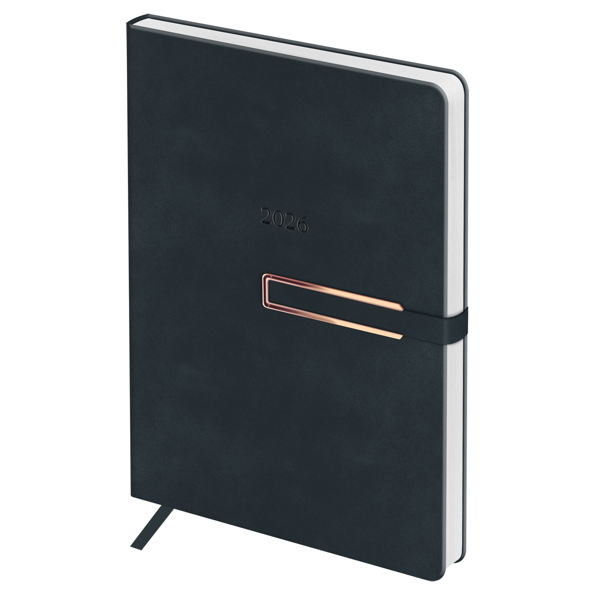 Еженедельник датированный 2026г., А5, 80л., твердый переплет, кожзам, BG "Suede. Charcoal", темно-серый