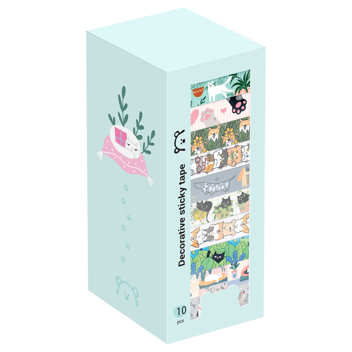Набор клейких декоративных лент MESHU "Аnimals", 10шт