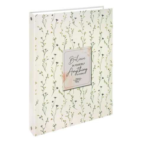 Тетрадь на кольцах БОЛЬШАЯ А4, 215х305 мм, 100 л., твердый картон, клетка, BRAUBERG, "Цветы", 405412