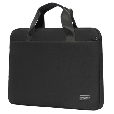 Сумка портфель HEIKKI ULTRA (ХЕЙКИ) с отделением для ноутбука 15,6", Total black, черная, 28х39х3 см, 272609