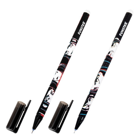 Ручка стираемая гелевая с принтом FUNSTER (ФАНСТЕР) "MANGA ANIME", СИНЯЯ, корпус ассорти, игольчатый наконечник 0,5 мм, линия 0,35 мм 144413