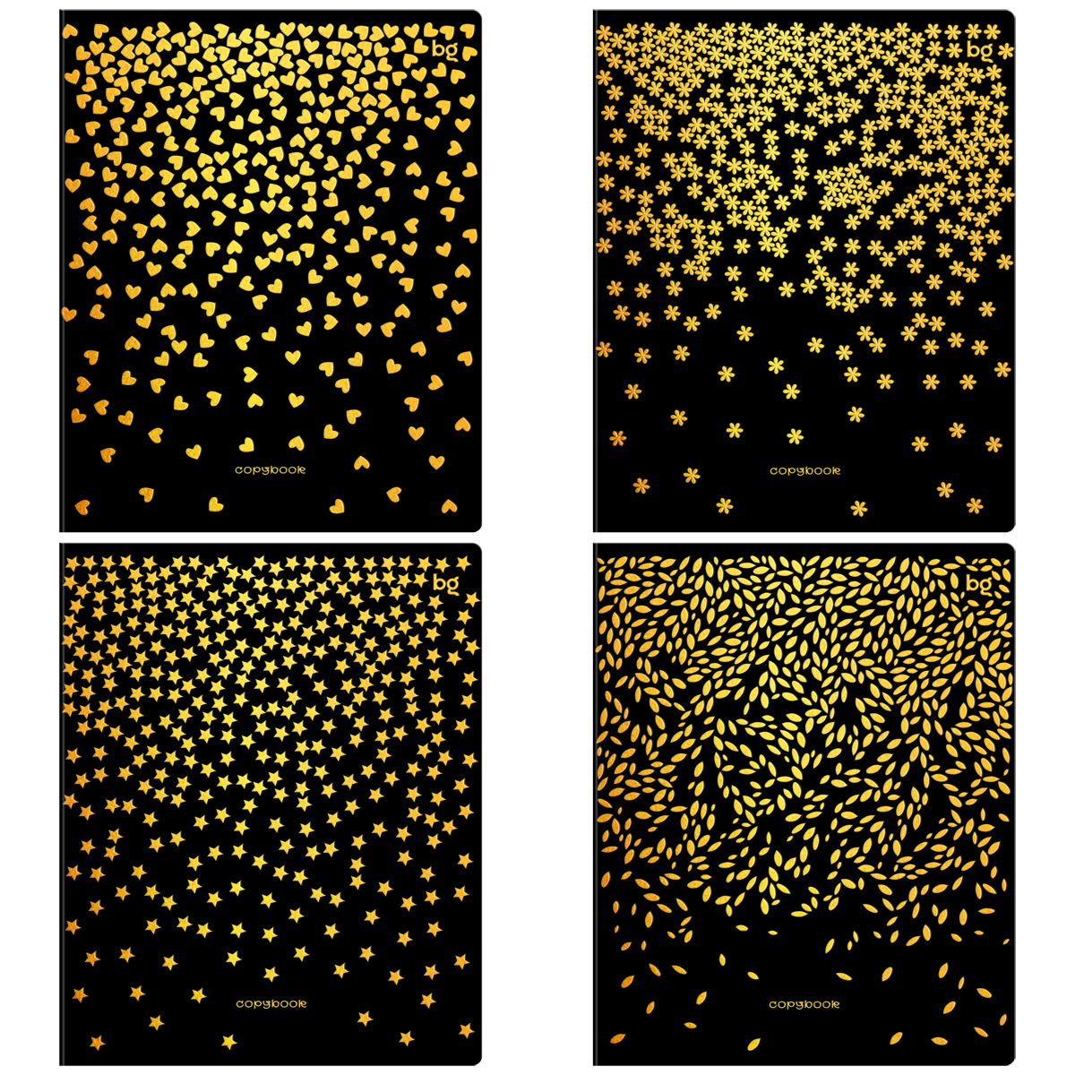 Тетрадь 48л., А5, клетка BG "Звездопад", тиснение фольгой