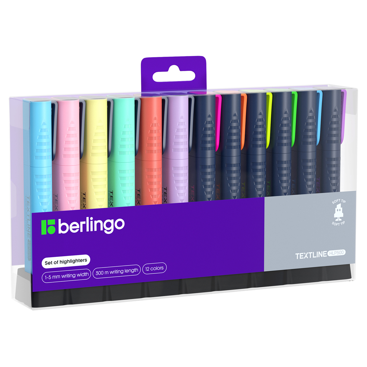 Набор текстовыделителей Berlingo "Textline HP500" 12цв., 1-5мм, PET-бокс с ЕП
