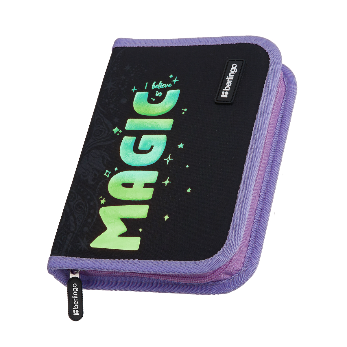 Пенал 1 отделение, 200*140*40 Berlingo "Purple Magic", дополнительная откидная секция, полиэстер