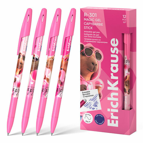 Ручка стираемая гелевая ERICH KRAUSE "R-301" CapyBarbara, СИНЯЯ, линия 0,5 мм, 63141