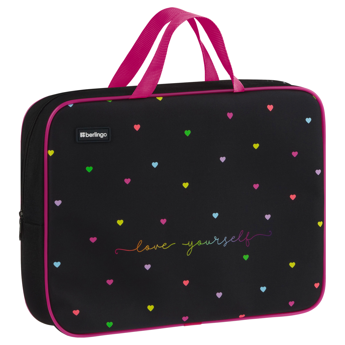 Папка текстильная с ручками 1 отделение, А4 Berlingo "Love Yourself", 350*265*80мм, текстиль, на молнии