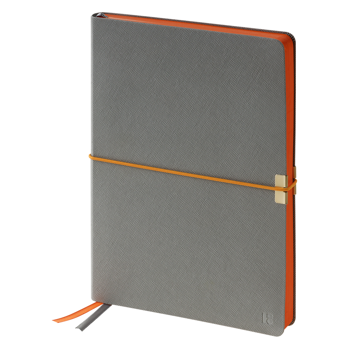 Ежедневник недатированный, А5, 136л., кожзам, Berlingo "Casual", с резинкой, светло-серый, оранжевый срез