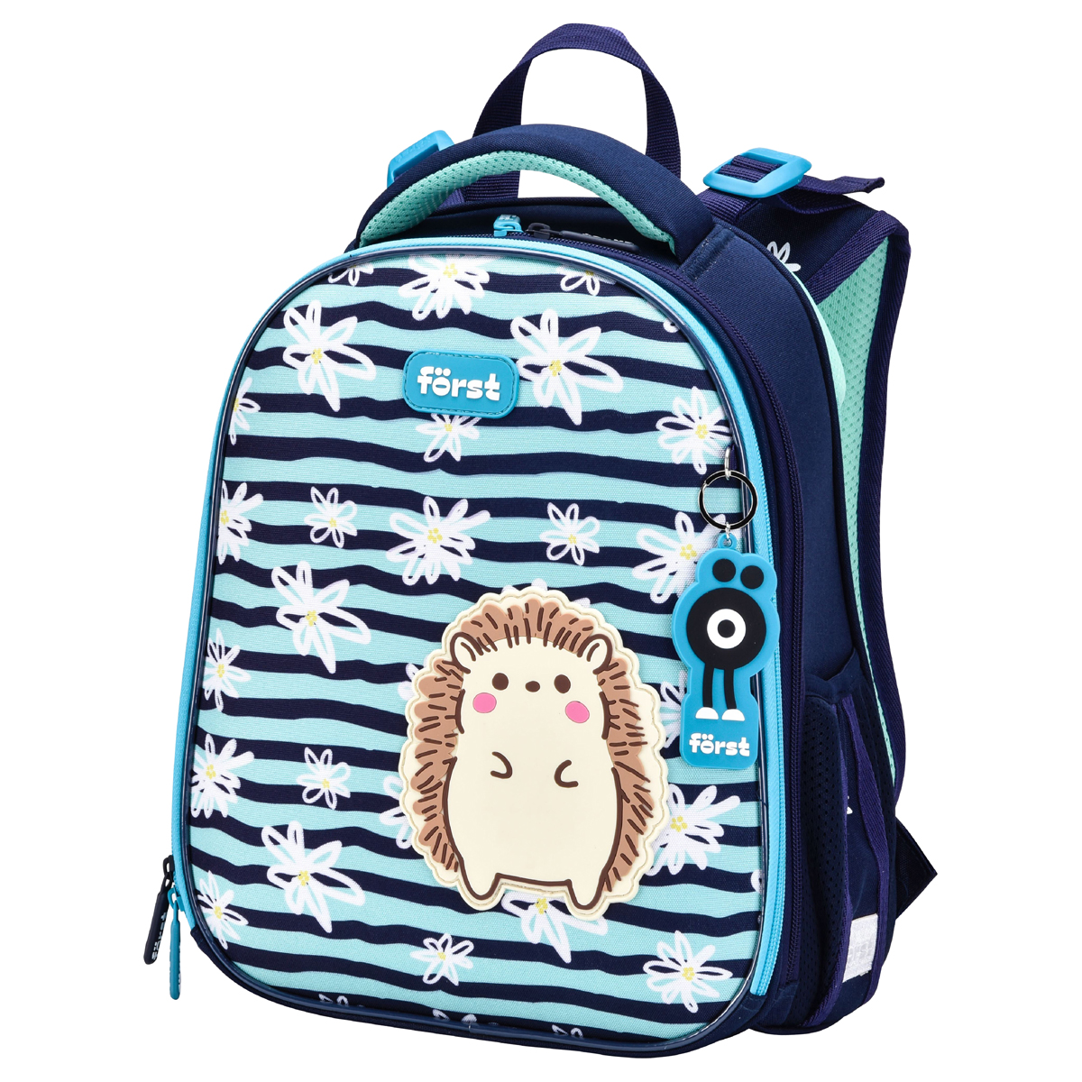 Ранец Först F-Top "Blue hedgehock" 36*28*15 см, 2 отделения, 2 кармана, анатомическая спинка