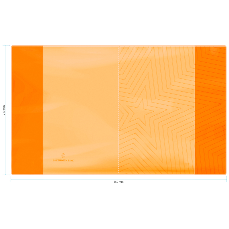 Обложка 210*350 для дневников и тетрадей, Greenwich Line, ПВХ 180мкм, "Neon Star", оранжевый, ШК