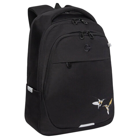 Рюкзак GRIZZLY школьный, анатомическая спинка, 2 отделения, для девочек, "COLIBRI", чёрный, 40х29х20 см, RD-540-2/4