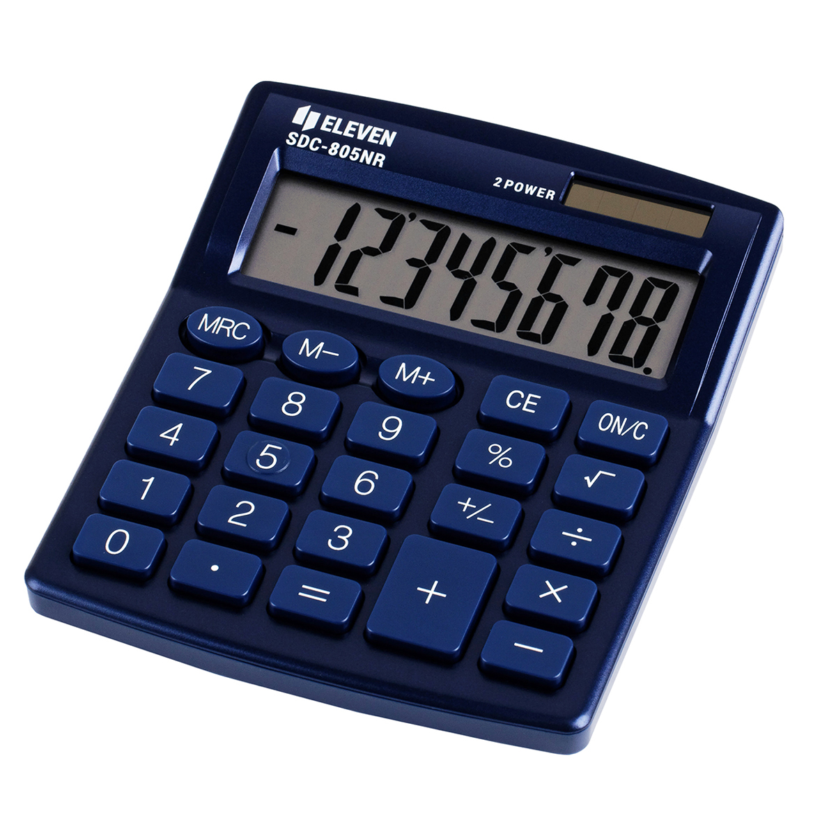 Калькулятор настольный Eleven SDC-805NR-NV, 8 разр., двойное питание, 105*120*21мм, темно-синий