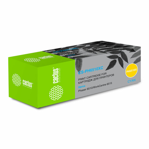 Картридж лазерный CACTUS (CS-PH6510XC) для Xerox Phaser 6510/WC6515, голубой, ресурс 4300 стр.