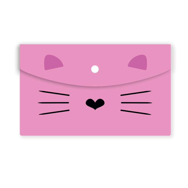 Папка-конверт на кнопке А5 №1School Kitty 2 шт/уп (1 роз., 1 черн)
