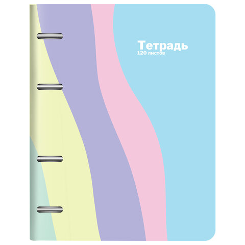 Тетрадь на кольцах А5 160х212 мм, 120 л., картон, матовая ламинация, клетка, BRAUBERG, кросс-серия PASTEL, 405197