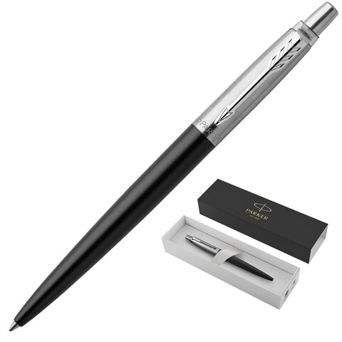 Ручка шариковая PARKER "Jotter Core Bond Street Black CT", корпус черный, хромированные детали, синяя, 1953184