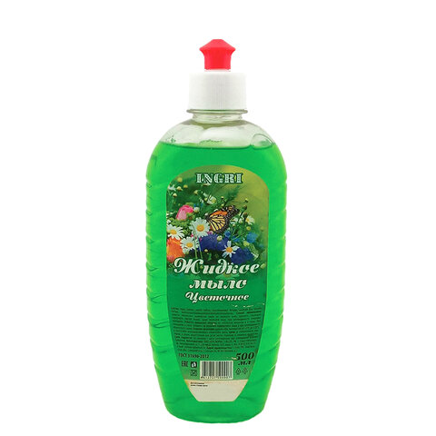 Мыло жидкое 500 мл, INGRI "ЦВЕТОЧНОЕ", пуш-пул, МИНПРОМТОРГ