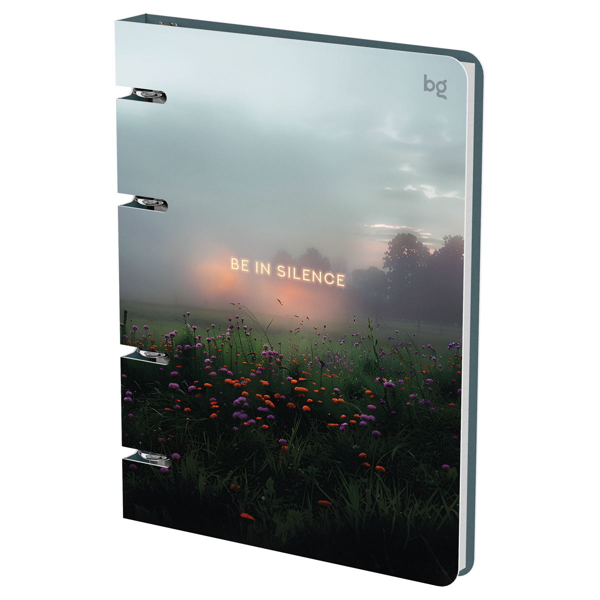 Тетрадь на кольцах А5, 120л., BG "Silence", картон, soft-touch ламинация