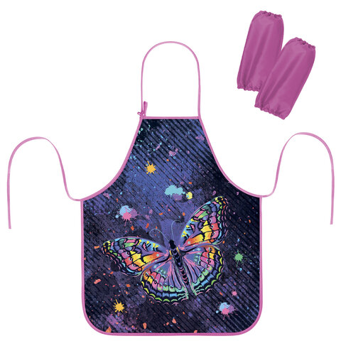 Фартук с нарукавниками для уроков труда ЮНЛАНДИЯ, регулировка по росту, 46х54 см, "Colorful butterfly", 273763