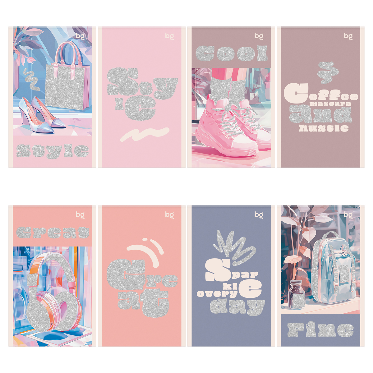 Блокнот А6 32л., на скрепке BG "Блестящий стиль", блестки