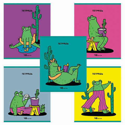 Тетрадь А5 48 л. ПЗБМ, скоба, клетка, матовая ламинация, УФ-лак, конгрев, "Кватрадь" (микс в ПУ), 23300