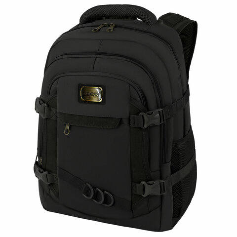Рюкзак HEIKKI DESERTED (ХЕЙКИ) универсальный, 3 отделения, эргономичный, багажная лента, черный, 47х33х17 см, 273878
