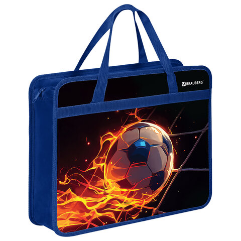 Папка на молнии с ручками BRAUBERG А4, 1 отделение, пластик, 80 мм, "Burning ball", 273373