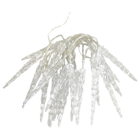 Электрогирлянда-нить комнатная "Сосульки" 2м, 20LED, холодный белый, батарейки, ЗОЛОТАЯ СКАЗКА, 592561