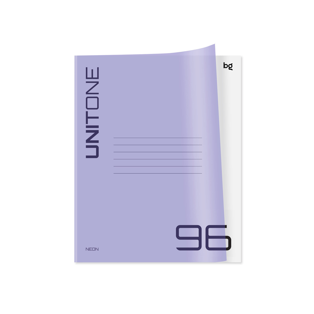 Тетрадь 96л., А5, клетка BG "UniTone. Neon", пластиковая обложка, неон сиреневый