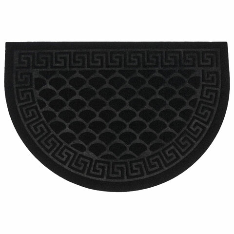 Коврик придверный 60х90 см, ЧЕРНЫЙ, грязезащитный, 430 г/м2, ПОЛУКРУГ, фактурный рисунок ЧЕШУЙКИ, ЛЮБАША, 701051
