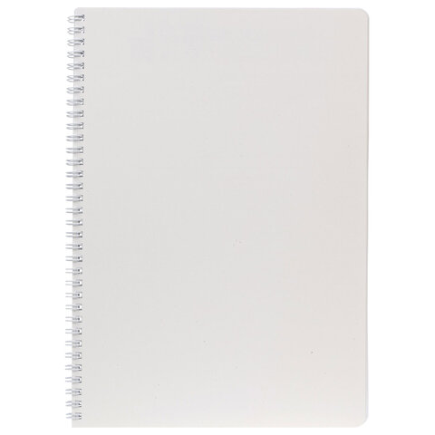 Тетрадь А4 96 л., HATBER, гребень, клетка, Soft-touch ламинация, SoloMatte "Арктический белый", 092878, 96Т4лВ1гр