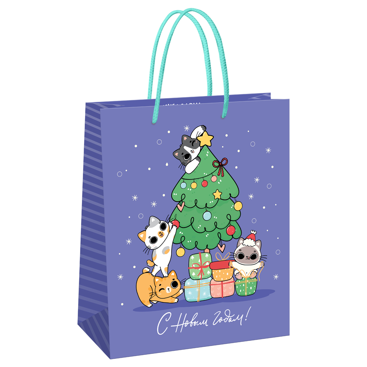 Пакет подарочный 26*32*12см MESHU "Cats congrats",  матовая ламинация