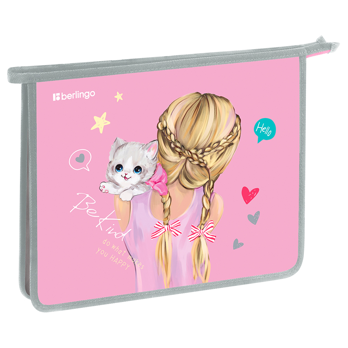 Папка для тетрадей 1 отделение, А5 Berlingo "Be Kind!", 240*205*40 мм, пластик, на молнии