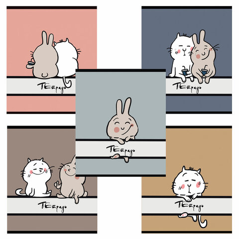 Тетрадь А5 48 л. ПЗБМ, скоба, клетка, матовая ламинация, брайль, "Веселее вместе" (микс в спайке), 23317