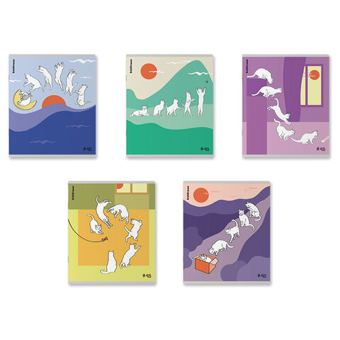 Тетрадь обложка пластик, А5, 48 л., скоба, клетка, ERICH KRAUSE, "Cat Day" (микс в спайке), 54159