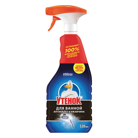Средство для чистки сантехники 520 мл, ТУАЛЕТНЫЙ УТЕНОК "Антиналет и ржавчина", распылитель, 865017