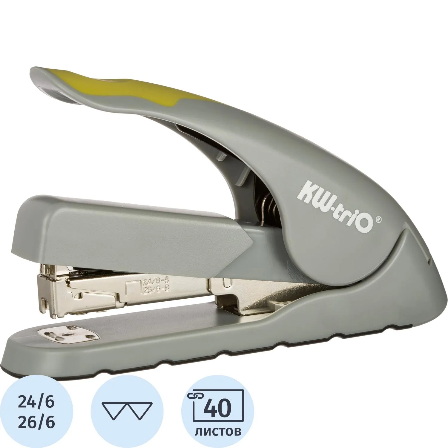 Степлер KW-trio LEVEL-TOUCH до 40 листов, энергосберегающий, сер-зел