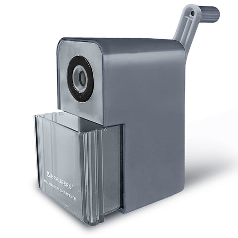 Точилка механическая BRAUBERG CLASSIC, для чернографитных и цветных карандашей, корпус светло-серый, 272002