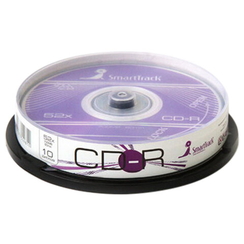 Диски CD-R SMARTTRACK, 700 Мб 52x Cake Box (упаковка на шпиле), КОМПЛЕКТ 10 шт, ST000, ST000148