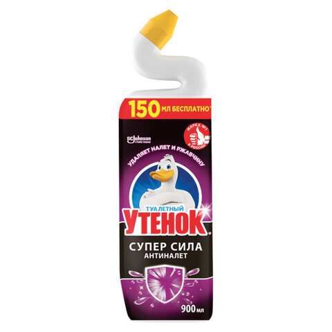 Средство для уборки туалета 900 мл, ТУАЛЕТНЫЙ УТЕНОК Супер Сила "Антиналет", 865023