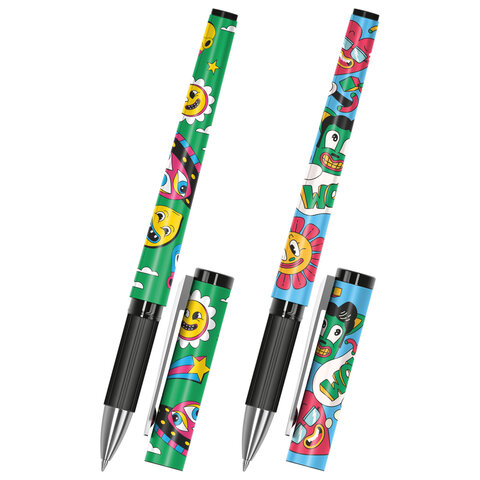 Ручка шариковая с грипом FUNSTER GRIP "Cartoon", СИНЯЯ, пишущий узел 0,7 мм, линия письма 0,35 мм, 144395