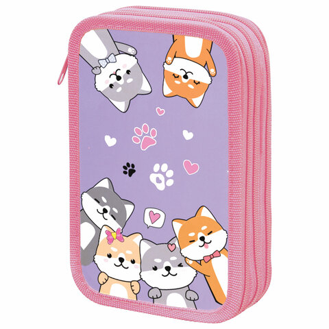 Пенал ЮНЛАНДИЯ, 2 отделения, картон с эффектом soft-touch, 19х11 см, "Best fellows", 273497