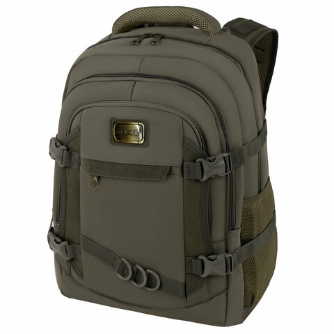 Рюкзак HEIKKI DESERTED (ХЕЙКИ) универсальный, 3 отделения, эргономичный, багажная лента, хаки, 47х33х17 см, 273877