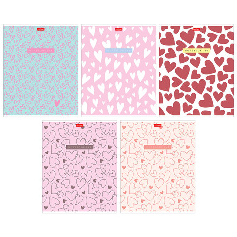 Тетрадь обложка пластик, А5 48 л., скоба, клетка, HATBER, "LOVE IS..." (микс в спайке), 092371, 48Т5В1пл