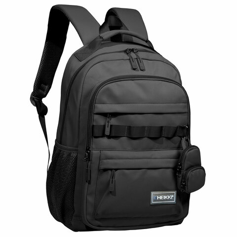 Рюкзак HEIKKI FUSION (ХЕЙКИ) универсальный, 2 отделения, отделение для ноутбука, c КОШЕЛЬКОМ, черный, 44х31х14 см, 273866