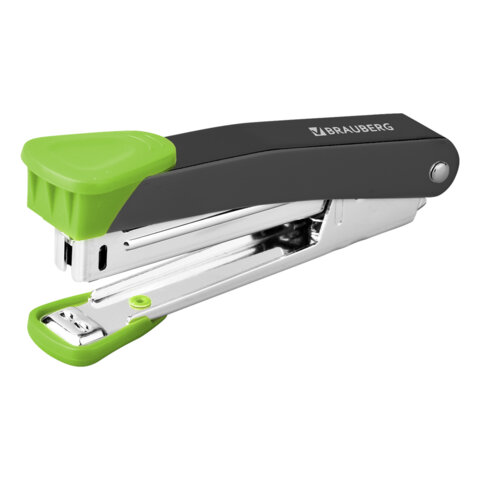 Степлер №10 металлический BRAUBERG "UNIVERSAL GT", до 16 листов, с антистеплером, зеленый, 272752