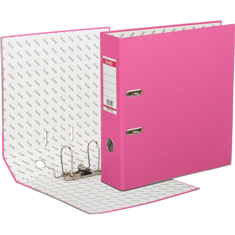 Папка-регистратор BANTEX ECONOMY PLUS, 80мм, фуксия, ПБП1, карм.кор.,мет.уг