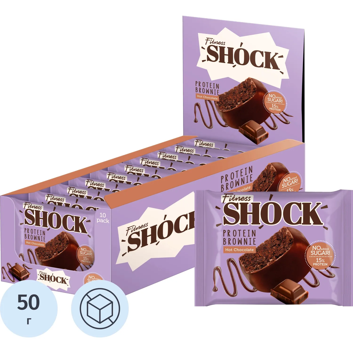 Печенье FitnesSHOCK Брауни Горячий шоколад 50г