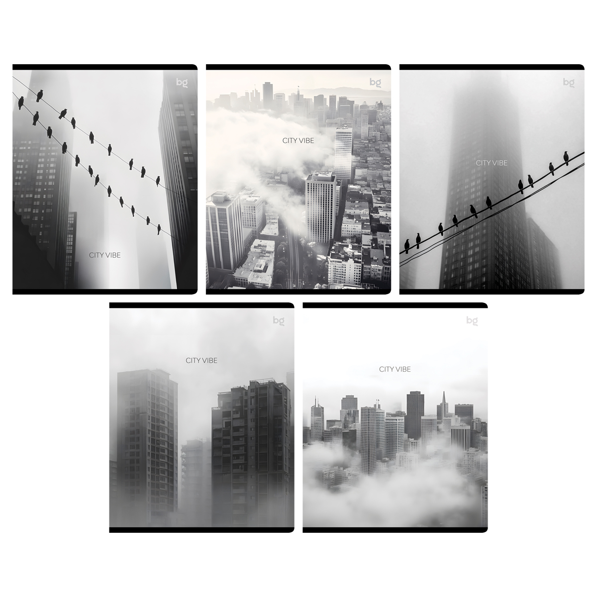 Тетрадь 48л., А5, клетка BG "Sity vibe", soft-touch ламинация