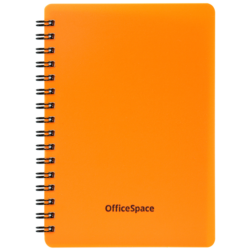Записная книжка А6 60л., на гребне OfficeSpace "Neon", оранжевая пластиковая обложка